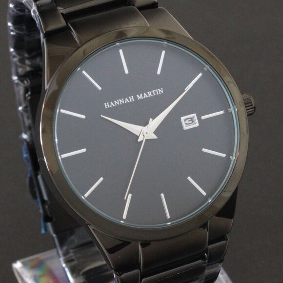 Men's Sports Watch Raised Indices Integrated Bracelet Black Quartz 40mm - Picture 8 of 11